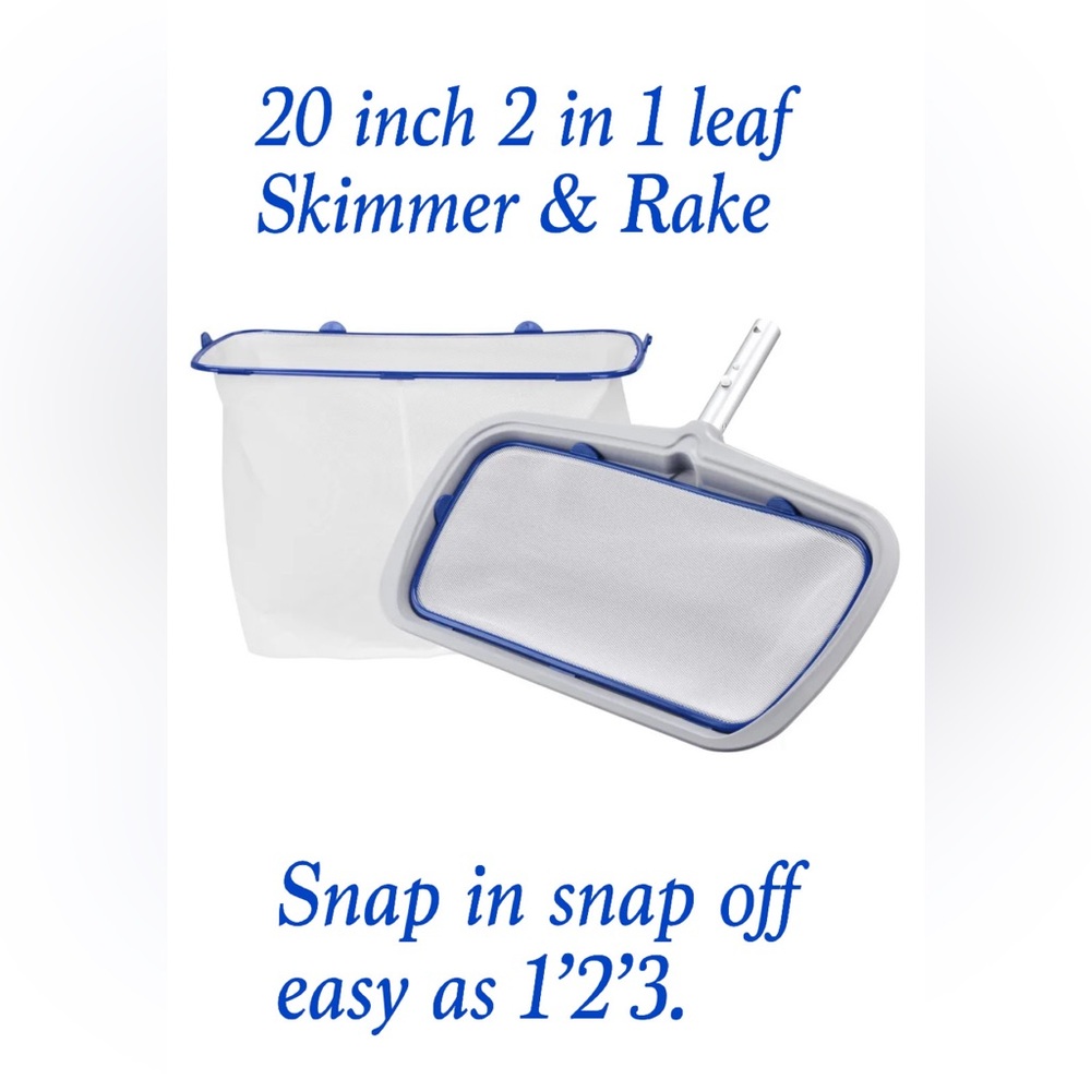 2 in 1 Combo Leaf Skimmer & Leaf Rake Net for Swimming Pool